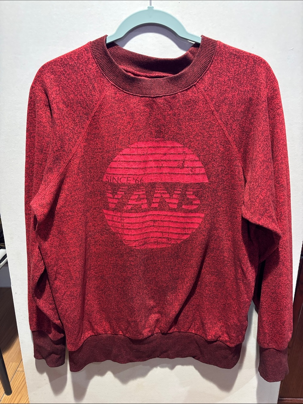Vans Men’s Marled Red Crewneck Sweatshirt with Logo